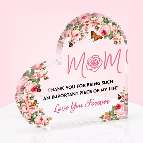 Plaque acrylique en forme de cœur, souvenir familial, idée cadeau pour papa maman sœur ou proches（15 cm) (1/4)
