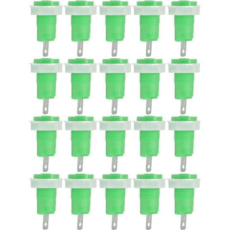 20 Pièces Bornes de Masse en Laiton 4mm, Connecteurs de Terre Soudables, Adaptateurs Prise Banane Sécurisés 1KV 32A Vert (1/5)