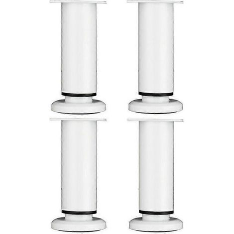 Ensemble de 4 pieds de table ronds en métal blanc de 18 cm, réglables, adaptés aux canapés, aux armoires et aux lits, avec vis. (1/5)