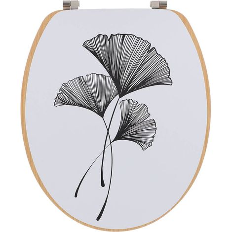 18 pulgadas mdf tapa del inodoro diseño impreso asiento de bambú sujetadores de acero inoxidable - zen gingko - Tendance (1/3)