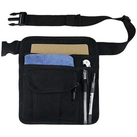 VURAHOME - Tablier de serveur de restaurant pour serveur, serveuse - ceinture utilitaire sac banane organiseur de poche pour livre d'or, tablette, argent, stylos et changement avec Coi NOIR20.5X25.5cm (1/5)