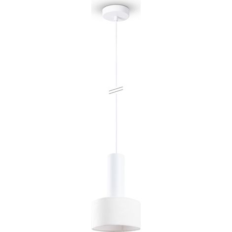 Paco Home Pendelleuchte Wohnzimmer Hängeleuchte Stoffschirm Esszimmer Modern GU10 Pendelleuchte, Weiß-Weiß