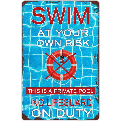 Warnschild für Schwimmbäder – 1 Stück – Industriemetall – Wasserfest und UV-beständig – Für den privaten Garten und Außenbereich – 20,3 x 30,5 cm (1/5)