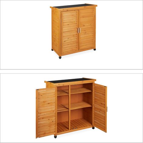 Armadio da giardino mobile portaoggetti multiuso spazi esterni 100 x 80 x 40 cm in legno di abete marrone 130011271
