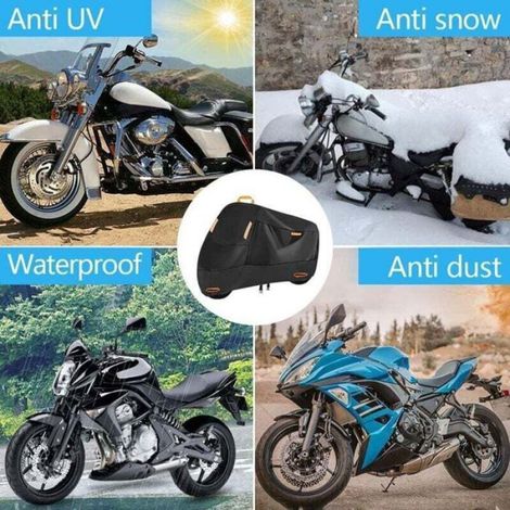Housse De Moto - Tissu Oxford 420D - Imperméable 2000 Mm - 4 Bandes Réfléchissantes - 2 Trous De Serrure - 230 X 105 X 125 Cm (1/4)