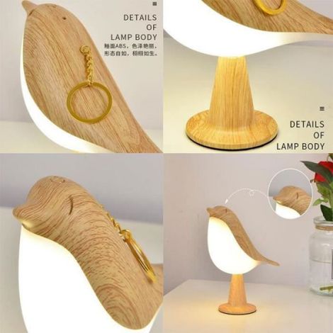 Veilleuse - Lampe De Chevet LED - Forme Oiseau - Température De Couleur Réglable 3000K-6000K - Rechargeable Par Câble - 21,5 x 6 x 15 cm - 1 Pièce (1/4)