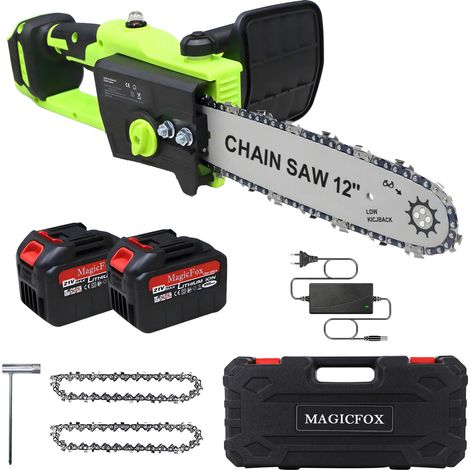 Magicfox – Tronçonneuse à batterie 30 cm – Moteur Brushless – 2 batteries 6.0Ah – Lubrification automatique – Tension de chaîne sans outils