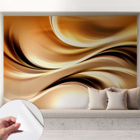 Tapete adhésive moderne pour salon et chambre à coucher Décoration rapide avec colle Lignes fluides 208x146 cm (1/5)
