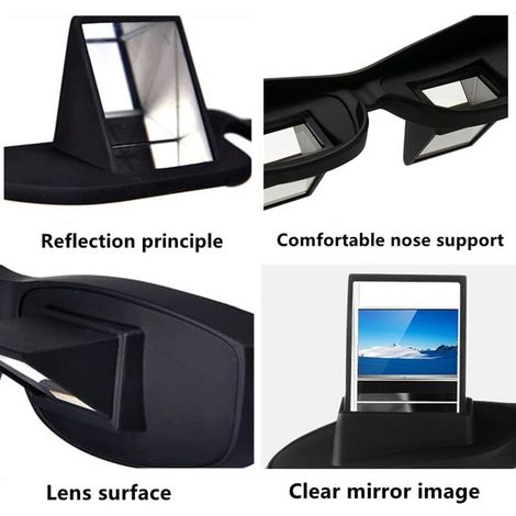 BEBUSINGOTO Lunettes paresseuses Lunettes de prisme de lit Lunettes horizontales Lunettes haute définition Prisme périscope Lunettes allongées pour lire et regarder la télévision au lit (1/4)