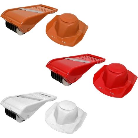 Mandolina mini tritatutto manuale con lame acciaio sminuzzatore per frutta affetta verdura da casa cucina bianco rosso arancione - colorigenerali: arancio (1/5)