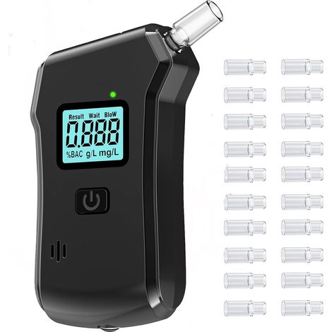Ethylotest Electronique, Ethylotest Professionnel avec Affichage Numérique LCD, Précision de Qualité, Portable Testeur d'alcool ave 20 Embouchures, Alcootest Personnel pour Usage Domestique et Fêtes (1/5)