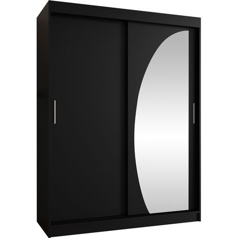 Armario Hartford 503, Negro, 200x150x62cm, Puertas de armario: Correderas, Número de estantes: 0