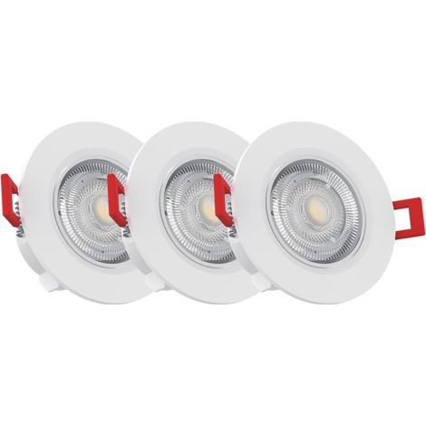 Set of 3 Dimmable Recessed LED Spotlights, Warm White 2700K, Metal or White Finish, For Living Room and Bedroom (1/5)
