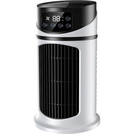 Ventilateur sur pied, humidificateur, multifonctionnel, avec minuterie et port USB, idéal pour la maison, les dortoirs et les bureaux. Couleur : blanc. (1/5)