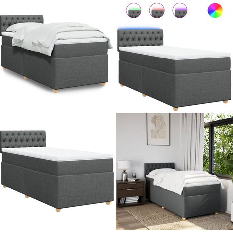 Boxspringbett mit Matratze Dunkelgrau 80x200 cm Stoff - Boxspringbett - Doppelbett - Liegefläche 80x200 Cm - Bettenrahmen - Kopfteil - Home & Living (1/5)