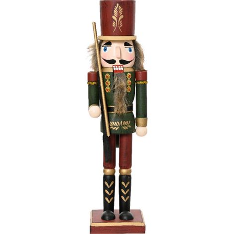 Soldatino schiaccianoci natalizio con vestito rosso e verde per decorazioni natalizie -Altezza 38 cm (1/5)