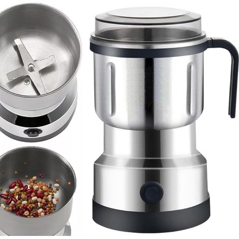 Macinacaffè elettrico professionale in acciaio inox, macinazione rapida, 500 ml, con coperchio, macina cereali per uso domestico (pepe, lino, ecc.). (1/5)