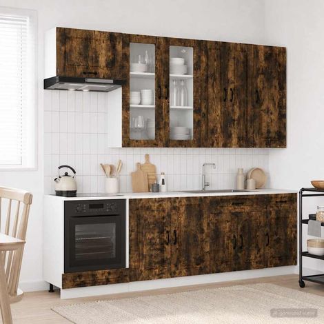 vidaXL Unité de cuisine KALMAR 8 pcs Chêne fumé Bois d'ingénierie (1/5)