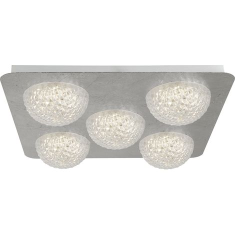 Plafonnier LED Searchlight Celestia à 5 lumières - Feuille d'argent avec acrylique transparent (1/5)