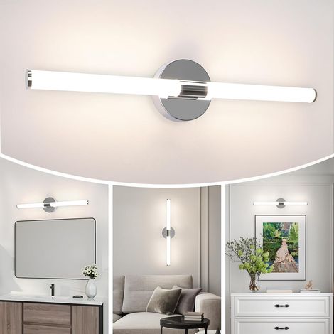 GBLY Lampada da Specchio per Bagno Applique LED - Lampada da Bagno 8W Applique da Bagno 60CM Lampada da Parete 4000K Bianco Neutro Moderna Impermeabile IP44 Lampada da Bagno Cromata