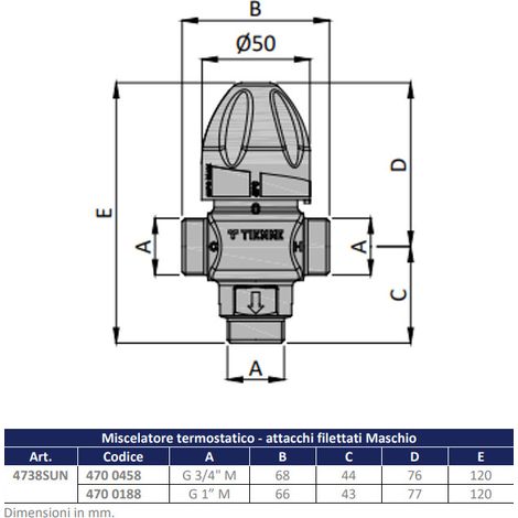 Miscelatore Termostatico M Per Solare 3/4" (1/2)