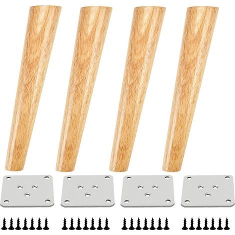 4 Ersatz-Möbelfüße, Eichenfarbe, für Stühle, Schränke und Sofas, mit Schrauben und Filzgleitern (1/5)