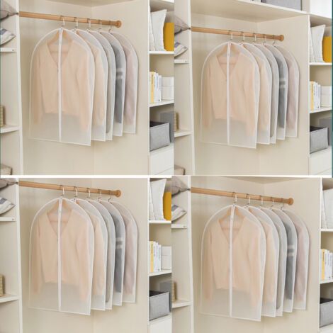 Semi-Transparent Hanging Clothes Cover with Zip, Dustproof, Waterproof, Moth and Humidity Proof, 16 Garment Bags, 60x120cm (1/5)