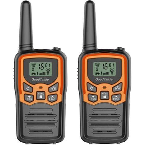 Long-range walkie-talkies for adults with 22 FRS channels, family walkie-talkie with LED flashlight, LCD screen, VOX for hiking, camping, travel (pack of 2 orange)