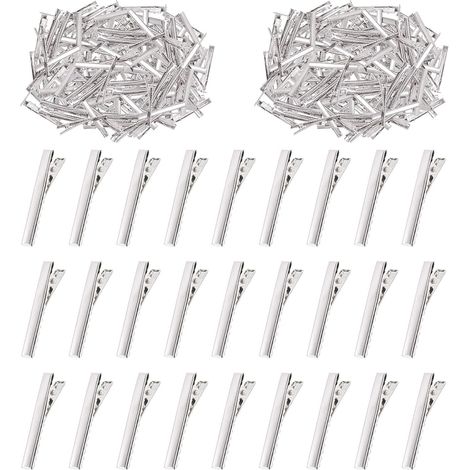 Lot de 200 pinces crocodile 4,6 cm, accessoires de bricolage pour coiffure et pointes de canard en métal (1/5)