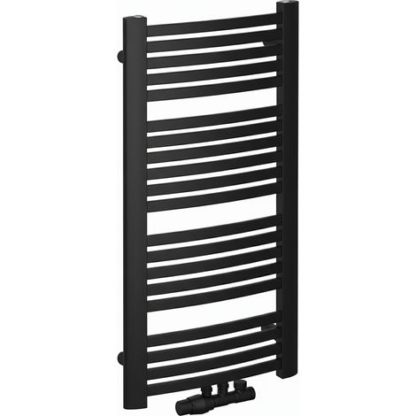 Termoarredo da bagno Luxrad Wento 102,5x48 cm attacco ZDC nero opaco 434W