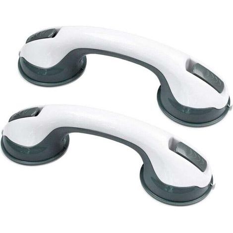 2 x Barres d'appui de douche mobiles en plastique sans perçage Barres d'appui de salle de bain Ventouse Poignées de baignoire Poignées antidérapantes pour chambres Toilettes Vestiaires (1/5)