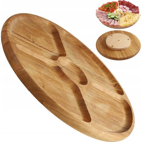 KADAX Servierplatte, Drehteller aus natürlichem Holz, Eichenholz