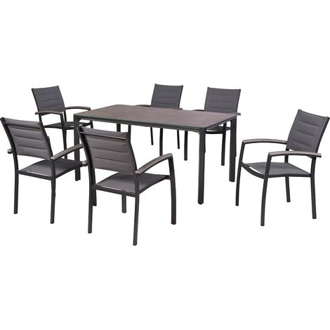 Pisa Set 7tlg Alu/Kunststoff Tisch 160 x 90 cm