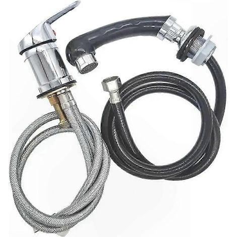 Robinet de Lavabo pour Shampoing avec Mitigeur Eau Chaude et Froide, Flexible de Douche et Poignées, Kit de Remplacement pour Salons de Coiffure (1/5)