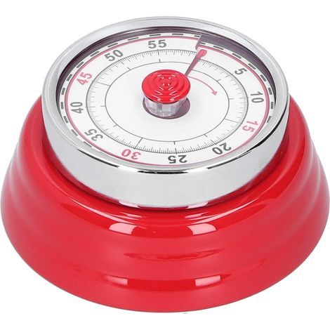 Réveil de Cuisine rétro, minuterie de Cuisine numérique mécanique, se Fixe magnétiquement au réfrigérateur, réveil analogique à Court Terme pour la Cuisine, la Cuisine, la pâtisserie(Rouge) (1/5)