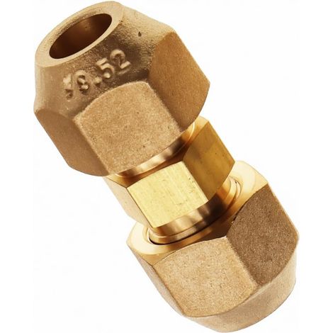 Rallonge de tuyau en cuivre pour climatisation - Double connecteur - Tête de connexion intermédiaire - Sans soudure - Tube en cuivre de 6 à 24 mm - Écrou évasé (9,53 mm) (1/5)