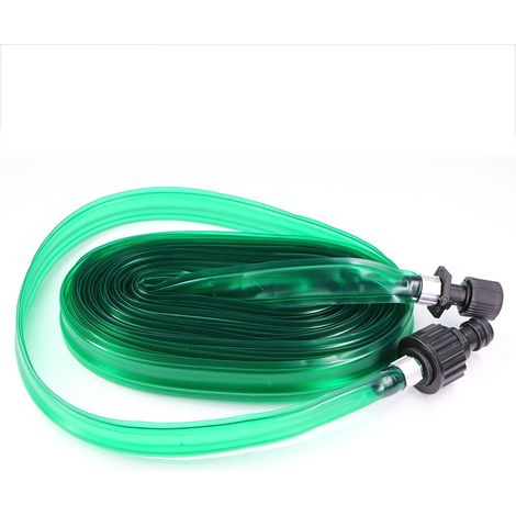 Tuyau d'arrosage poreux (7,5 m / 24,6 pi) en PVC plat vert avec trous, pour l'irrigation goutte à goutte des pelouses, potagers et parterres. (1/5)