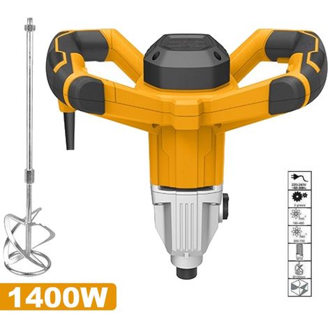 TRADE SHOP - Miscelatore Per Malta 1400 Watt Trapano Mescolatore Colla Cemento Con Frusta M14 - (1/3)