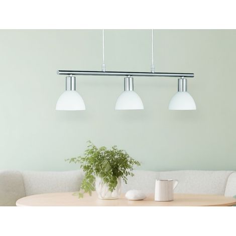 Balken Pendelleuchte DALLAS 3 flammig Glasschirme Weiß, Breite 61cm (1/5)