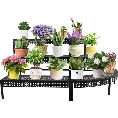 Support de rangement pour pot de fleurs, étagère de rangement à 3 étages, Étagère à plantes en métal, Escalier de fleurs, 130 × 60 × 60 cm, étagère de rangement pour pot de fleurs (1/5)