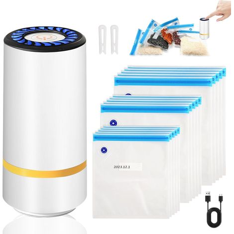 Machine Sous Vide Alimentaire, Scelleur Sous Vide Automatique avec Sacs Sous Vide Réutilisables Portable, Machine à Emballer Sous Vide pour Cuisson Sous Vide et Stockage Aliments (1/5)