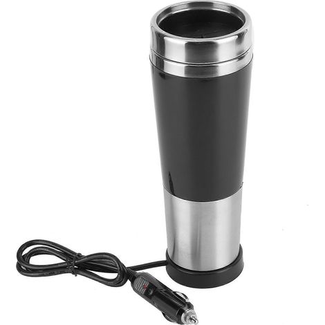 Voiture Gobelet Chauffant 450ml Acier Inoxydable 304 - Tasse Électrique Isotherme 75W DC 24V pour Voyage, Boisson Chaude en Déplacement. (1/4)