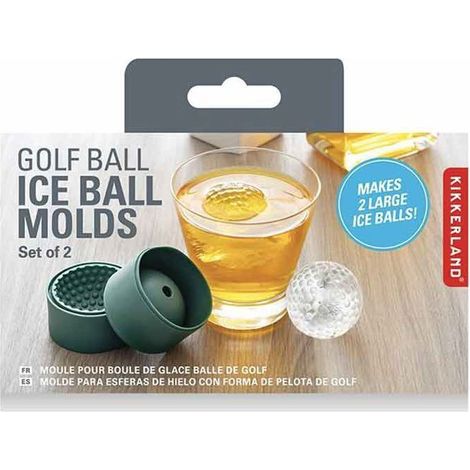 Ice Cube Molds - Kikkerland - CU341 - Golf Ball Shape - 2 Pieces - Green Silicone