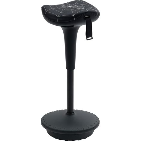 Tabouret de bureau pivotant et ergonomique, hauteur réglable de 65,5 à 83,5 cm, inclinaison à 120°, noir (1/5)