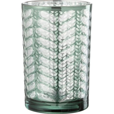 Photophore Design en Verre "Chevrons" 18cm Vert (1/5)