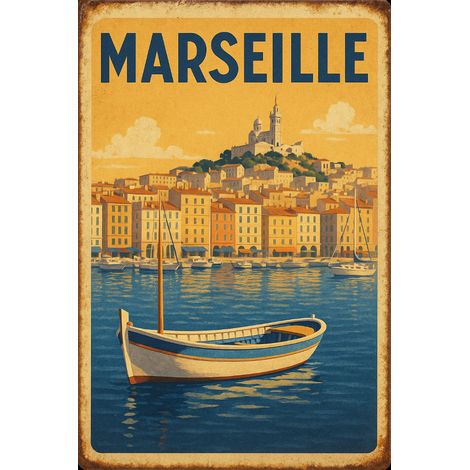 Plaque métal Marseille 30,5 x 20 cm