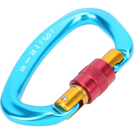 Robuster, rutschfester und leichter Kletterkarabiner, ideal zum Campen und Klettern (blau). (1/5)