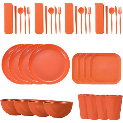 Set Vaisselle 36 Pièces - Micro-ondes Sans Plomb - Empilable Écologique - Usage Quotidien et Réception - 36 Pièces (1/5)