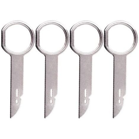 4 Pièces Clé Extraction autoradio, Demontage Cle Outils de DéMontage de Garnitures Universel Autoradio, Acier Inoxydable Clef Extraction Autoradio (1/5)