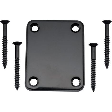 Plaque de fixation du manche en métal pour guitare électrique Fender Strat, Tele ou basse, noire (1/5)